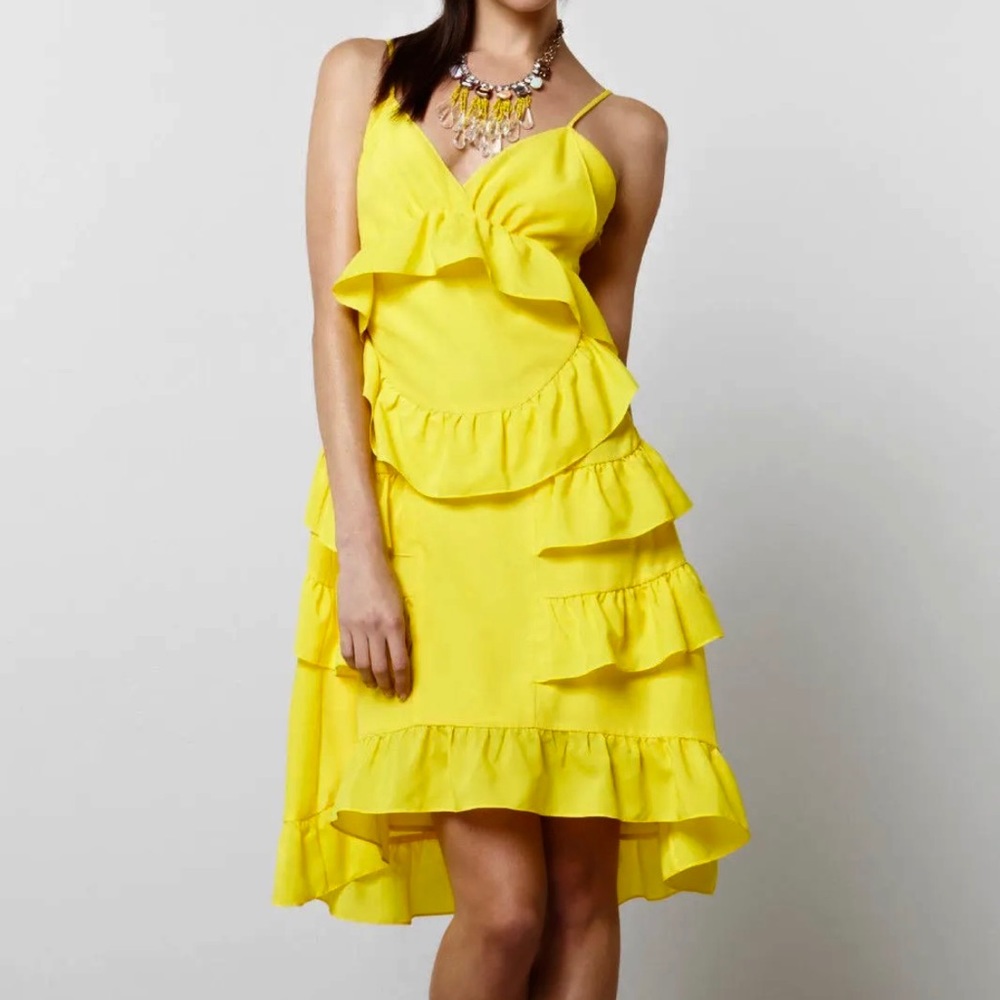 CHRIS BENZ 8 Jemima Anthropologie Yellow Ruffle Dress